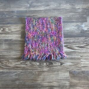 Mucros Weavers Workshop Rainbow Wool Blend Looped Fuzzy Scarf